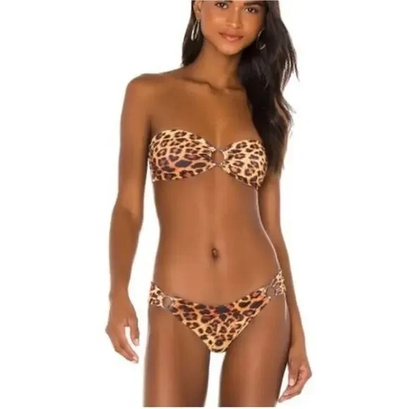 Joues de Sable Swim Hanna Bikini Bottom In Leopard Print Size Large NWOT New